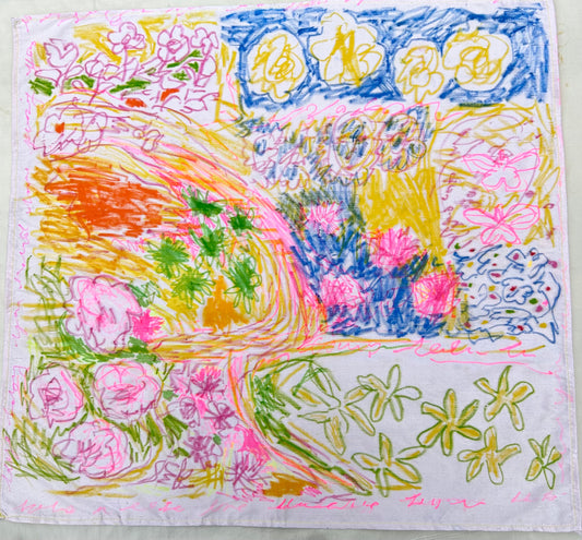 Pink Silk Flowerscape Drawing